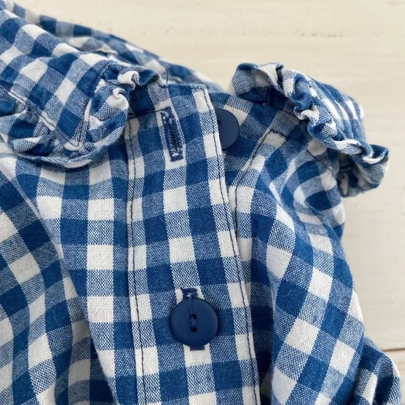 Girls Classic Hannah Anderson Blue And White Checkered Dress Size 6-7 - Picture 4 of 7